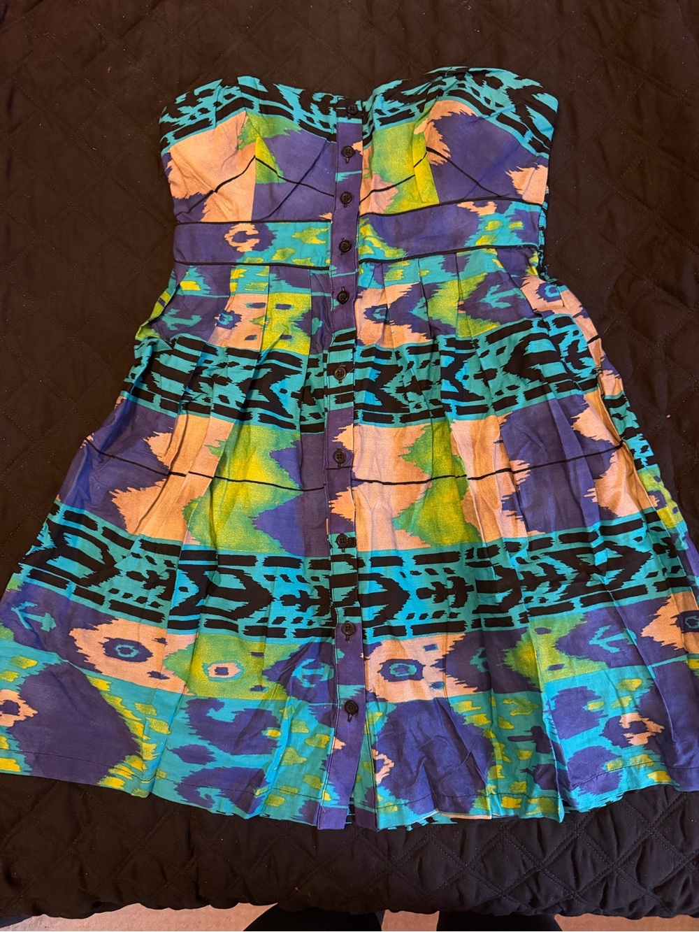 Strapless Multicolor Printed 90s insp Dress